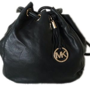 {Michael Kors} Black Leather Ring Tote